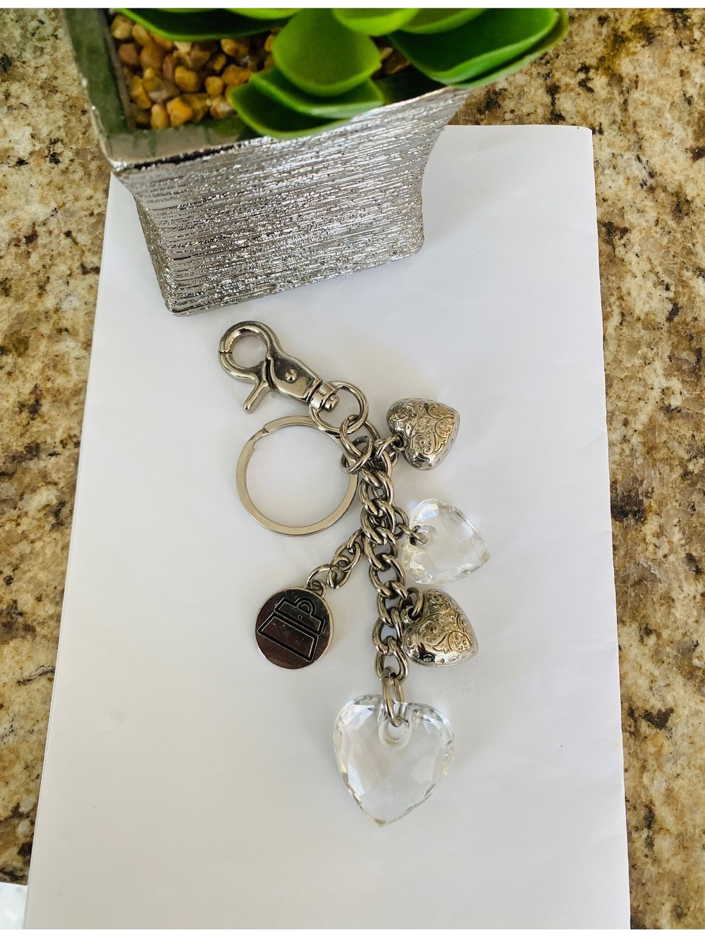 Kathy Van Zeeland Heart Charm Keychain with Crystal